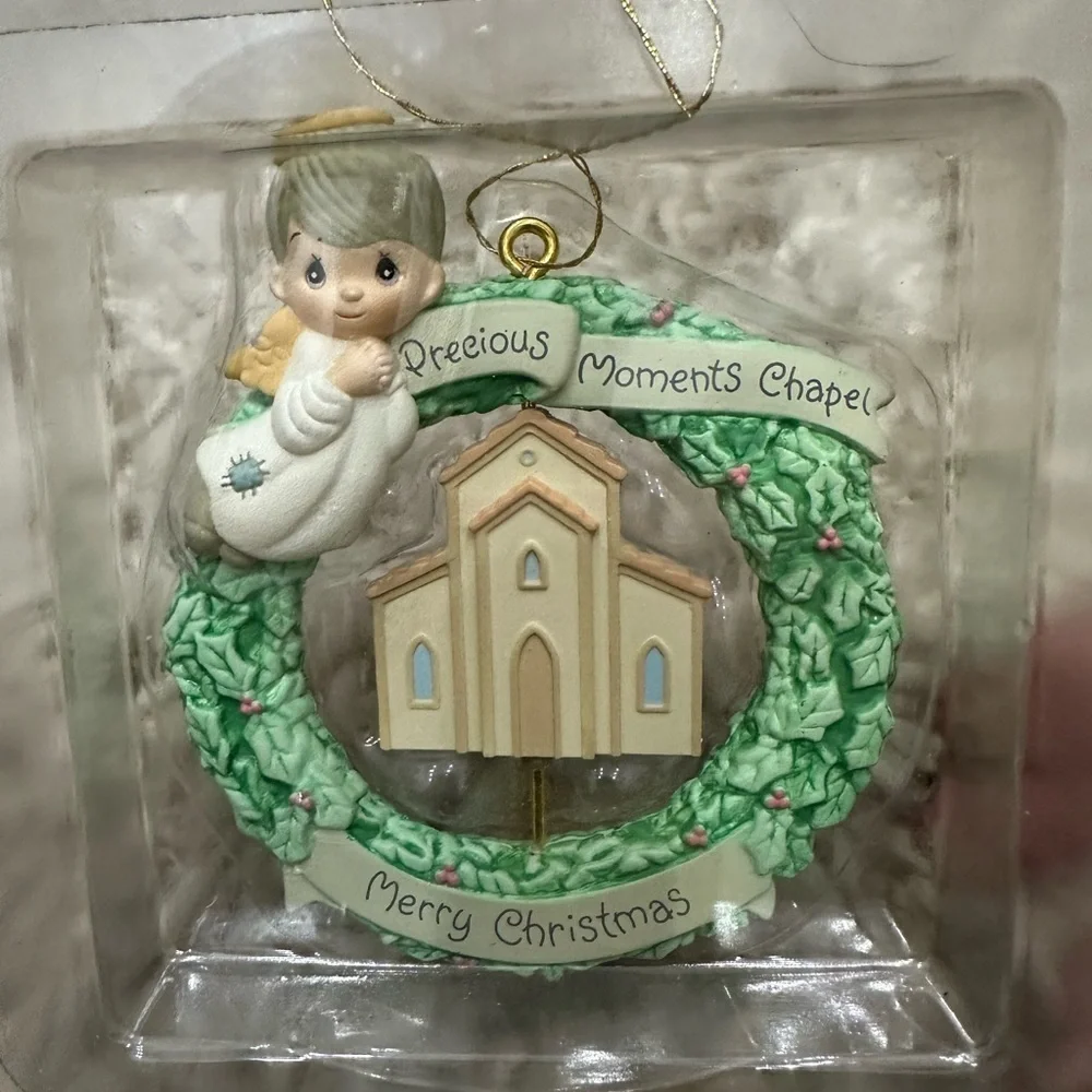 Enesco Precious Moments Chapel Ornament 1992 and 1995 Home for the Holidays